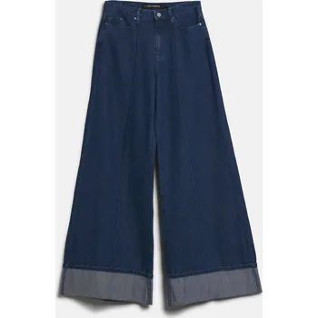 Dámské džíny DŽÍNY KARL LAGERFELD FOLDED WIDE LEG DENIM PANTS MID BLUE DENIM WASH