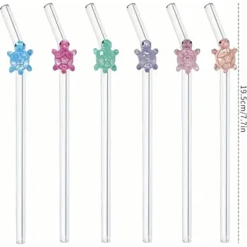 Skleněné brčko barevná želvička - Barva Červená