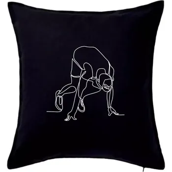 Polštář Běžec na startu jedním tahem - Polštář 50x50 - 50x50 - Pouze potah ( Černá )