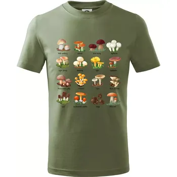 Atlas hub - triko s houbami - Tričko dětské bavlněné - 158 cm/12 let ( Khaki )