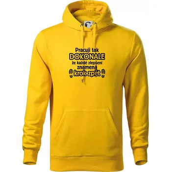 Pánská mikina Pracuji dokonale krok zpět - Mikina pánská Cape s kapucí - XL ( Žlutá )