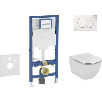 Klozet GEBERIT - Duofix Set předstěnové instalace, klozetu Tesi a sedátka, tlačítko Sigma01, alpská bílá SANI11CD3116
