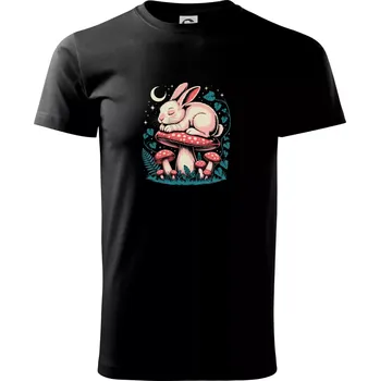 Pánské tričko Zajíček na houbě - Triko extra velké (5-8XL) - 7XL ( Černá )