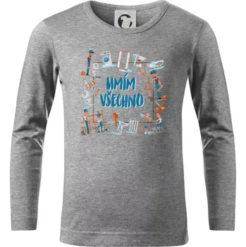 Chlapecké tričko Instalatér umím všechno - Triko dětské Long Sleeve - 146 cm/10 let ( Tmavě šedý melír )