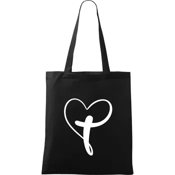 Nákupní taška Jesus srdce - Taška bavlněná - 42 x 38 cm ( Černá )