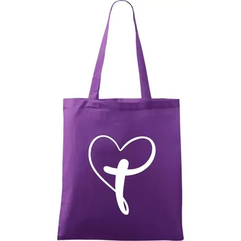 Jesus srdce - Taška bavlněná - 42 x 38 cm ( Fialová )