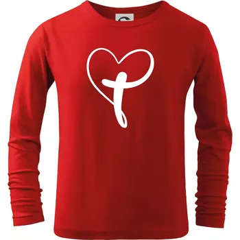 Chlapecké tričko Jesus srdce - Triko dětské Long Sleeve - 122 cm/6 let ( Červená )