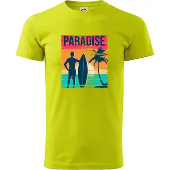 Paradise - barevný čtverec - Klasické pánské triko vyšší gramáže - S ( Limetková )