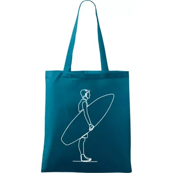Surfař stojící jedním tahem - Taška bavlněná - 42 x 38 cm ( Petrolejová )