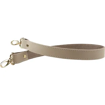 Pro Háčkování Sada kožený popruh prošívaný 58 cm š. 2,5 cm bílá káva s karabinou zlatá