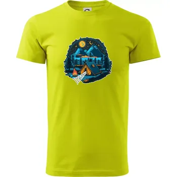 Pánské tričko Jizerky pod stanem - Klasické pánské triko vyšší gramáže - XL ( Limetková )