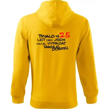 Pánská mikina Trvalo mi 25 let než jsem začal vypadat takhle dobře - Mikina s kapucí na zip trendy zipper - L ( Žlutá )