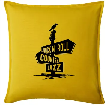 Polštář Kytara rozcestník - Polštář 50x50 - 50x50 - Pouze potah ( Žlutá )
