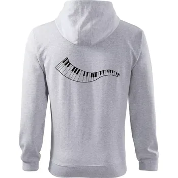 Pánská mikina Klávesy vlna - Mikina s kapucí na zip trendy zipper - XL ( Světlešedý Melír )