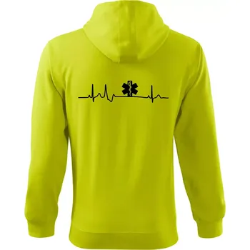 Pánské oblečení EKG rescue - Mikina s kapucí na zip trendy zipper - 2XL ( Limetková )