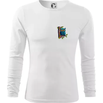 Pánské oblečení Sova na prsu - Triko s dlouhým rukávem FIT-T long sleeve - S ( Bílá )