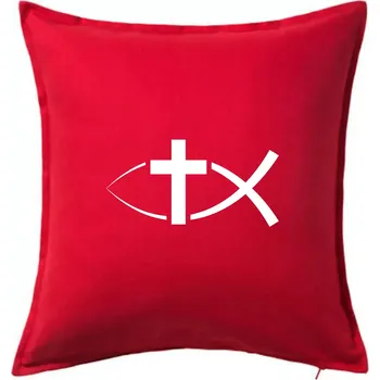 Polštář Ježíšova ryba - Polštář 50x50 - 50x50 - Pouze potah ( Červená )