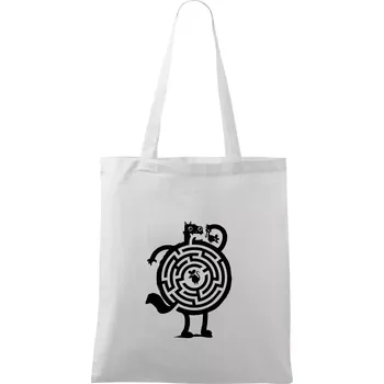 Kočka a myš bludiště - Taška bavlněná - 42 x 38 cm ( Bílá )