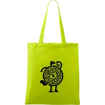 Kočka a myš bludiště - Taška bavlněná - 42 x 38 cm ( Limetková )