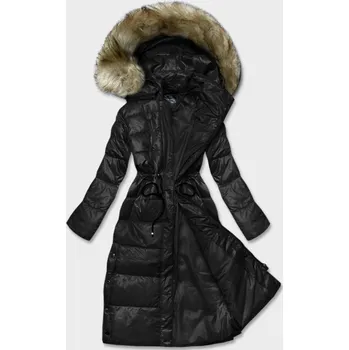 Černá dlouhá dámská prošívaná bunda (H-201) odstíny černé XL (42)
