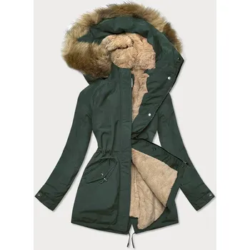 Zeleno-béžová teplá dámská zimní bunda (w559) odstíny zelené XL (42)