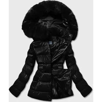 Černá krátká lesklá dámská bunda (B8090-1) odstíny černé XXL (44)