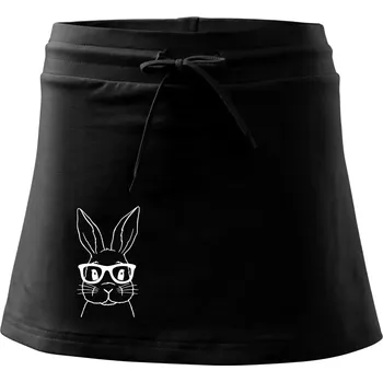 Dámská sukně Králík s brýlemi - Sportovní sukně - two in one - S ( Černá )