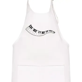 Kuchyňská zástěra Klávesy vlna - Dětská zástěra na vaření - Univerzální velikost ( Bílá )
