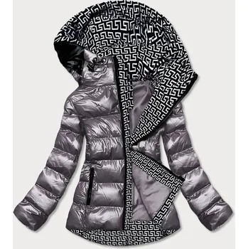 Šedá dámská metalická bunda s kapucí (xw808x) odstíny šedé XL (42)