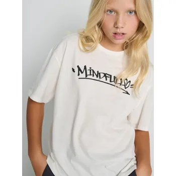 Dívčí tričko Sinsay - Tričko s potiskem Mindfull - krémová - 491FV-01X - 491FV-01X-140