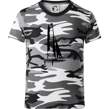 Chlapecké tričko Katamarán z boku - Dětské maskáčové triko - 104-110cm / 3-4 roky ( Šedý maskáč )