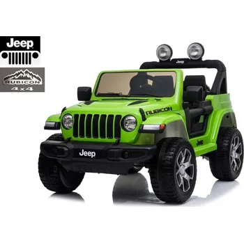 Dětské elektrovozidlo Jeep Wrangler Rubicon s 2.4G ovládáním, náhon 4x4, baterie 12V/14Ah, lakovaný zelený