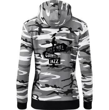 Dámská mikina Kytara rozcestník - Dámská mikina trendy zipper s kapucí - L ( Šedý maskáč )