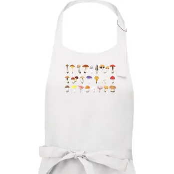 Kuchyňská zástěra Houby barevné - Dámská zástěra na vaření - Univerzální velikost ( Bílá )