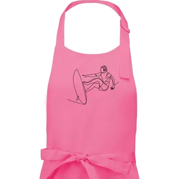 Kuchyňská zástěra Surfař na vlně jedním tahem - Pánská zástěra na vaření - Univerzální velikost ( Růžová )