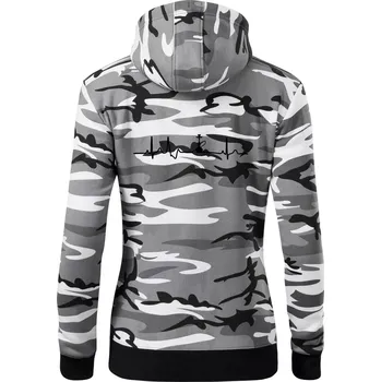 Dámská mikina EKG shisha - Dámská mikina trendy zipper s kapucí - XL ( Šedý maskáč )