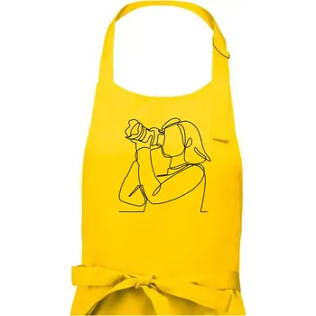 Kuchyňská zástěra Fotografka stojící jedním tahem - Dámská zástěra na vaření - Univerzální velikost ( Žlutá )
