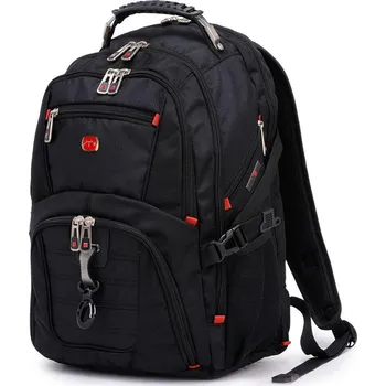 turistický batoh Interlook BR10 | Multifunkční, velký batoh s přihrádkou na notebook | 40l, USB zásuvka a 3,5" mini jack, 1680D balistický nylon | černá