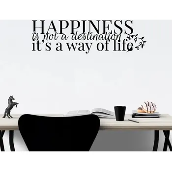 Samolepící dekorace Happiness - vinylová samolepka na zeď 200x59cm