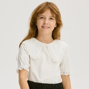 Dívčí oblečení Reserved - Blúzka s ozdobným golierikom - krémová - 539FT-01X - 539FT-01X-116