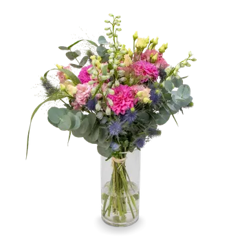 umělá květina Kytice s jiřinami a eustomou Augusttine malá - Belles Fleurs