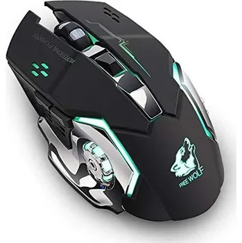 Myš POČÍTÁRNA Bezdrátová Nabíjecí Silent Myš FREE WOLF X8 s LED podsvícením - Černá