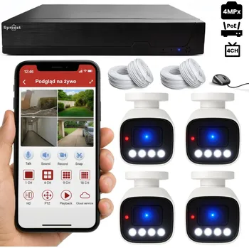 IP kamera SADA POE KAMER PRO DOMÁCÍ MONITORING, 4 KAMERY 4MPx VENKOVNÍ, APLIKACE