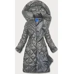 Šedá dlouhá dámská prošívaná bunda (ag1-j9082) odstíny šedé XXL (44)