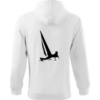 Pánská mikina Katamarán 2 osoby - Mikina s kapucí na zip trendy zipper - S ( Bílá )