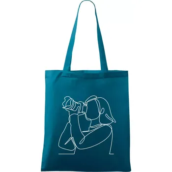 Fotografka stojící jedním tahem - Taška bavlněná - 42 x 38 cm ( Petrolejová )