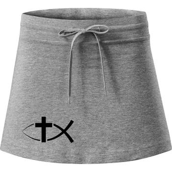 Dámská sukně Ježíšova ryba - Sportovní sukně - two in one - S ( Tmavě šedý melír )