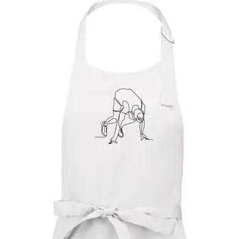 Kuchyňská zástěra Běžec na startu jedním tahem - Pánská zástěra na vaření - Univerzální velikost ( Bílá )