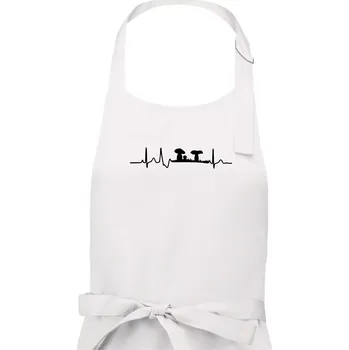 Kuchyňská zástěra EKG houbař - Dámská zástěra na vaření - Univerzální velikost ( Bílá )