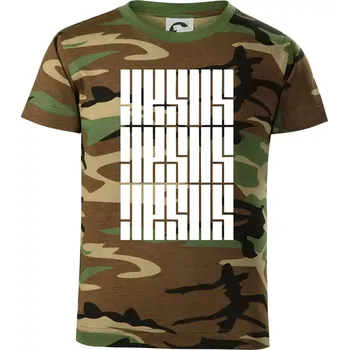 Chlapecké tričko Jesus nápis - Dětské maskáčové triko - 104-110cm / 3-4 roky ( Hnědý maskáč )